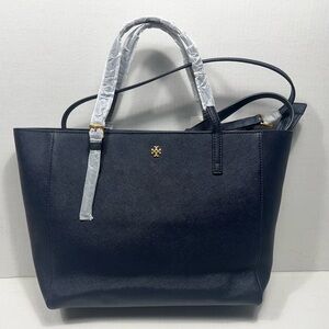 Tory Burch Emerson Small Leather Tote In Tory Navy MSRP: $378